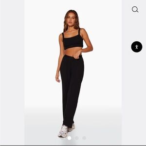 Set Active Waffle Knit Lounge Pants Black